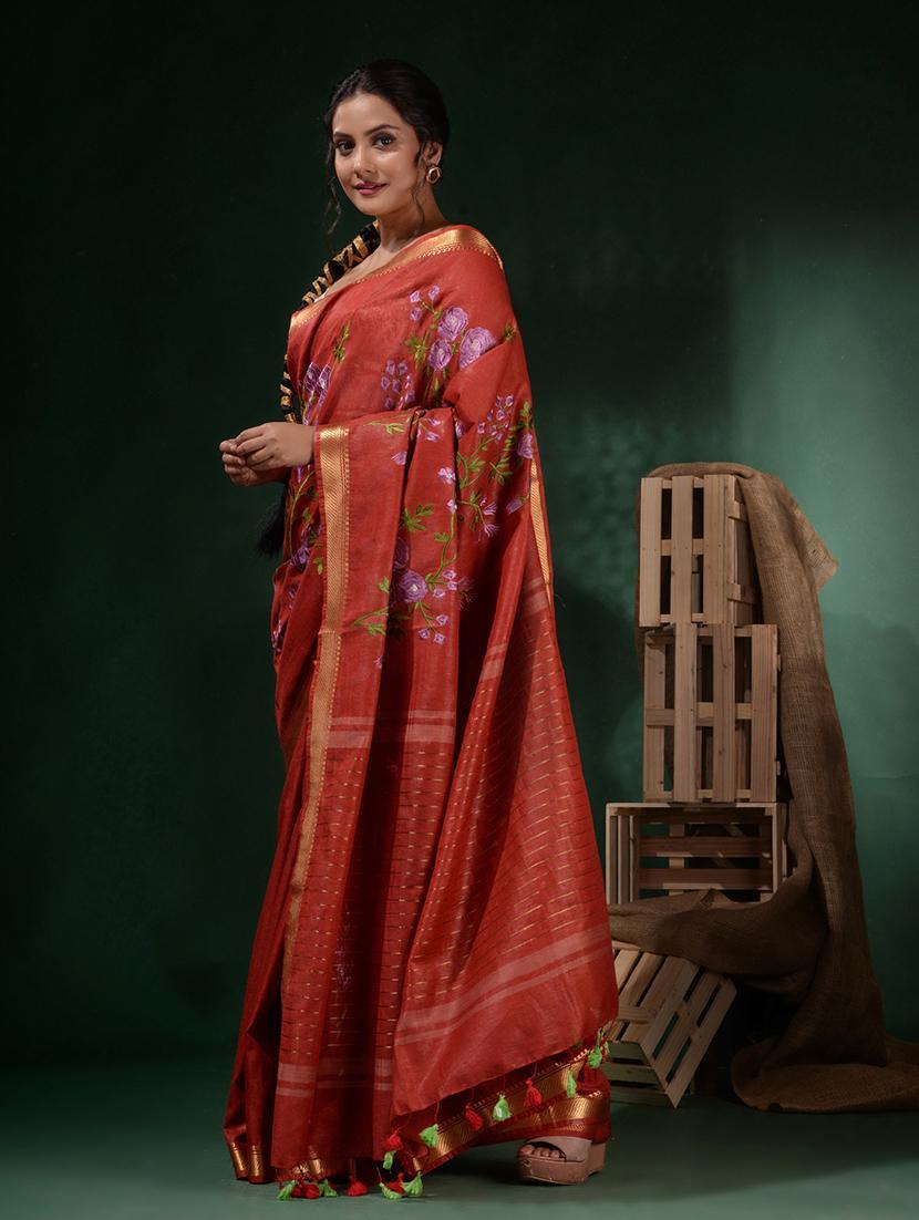 women floral printed saree with blouse - 22045785 - Standard Image - 2