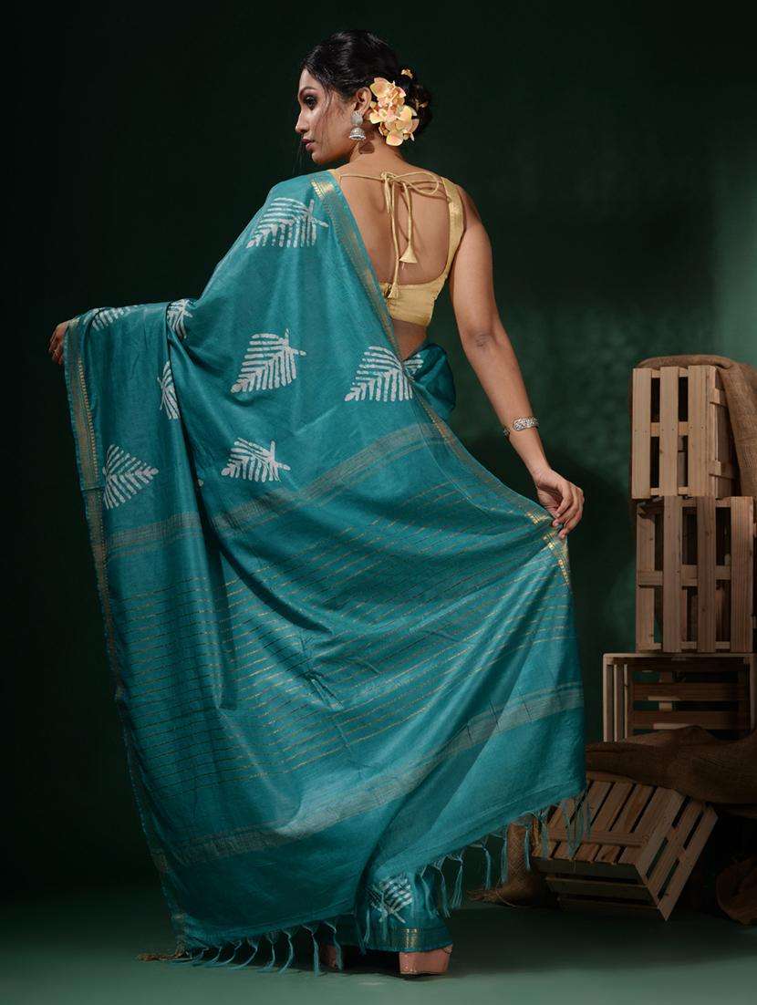 women printed bordered saree with blouse - 22045792 -  Standard Image - 2
