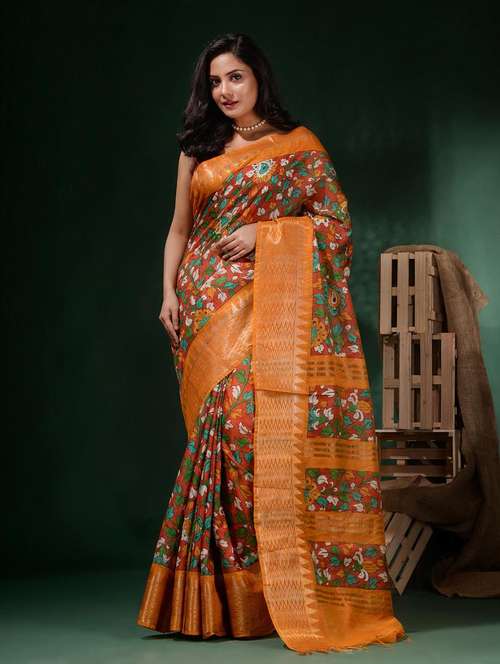 women printed bordered saree with blouse - 22045801 -  Standard Image - 0