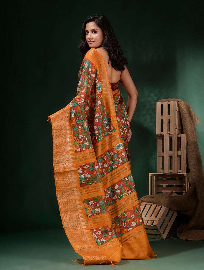 women printed bordered saree with blouse - 22045801 - Standard Image - 2
