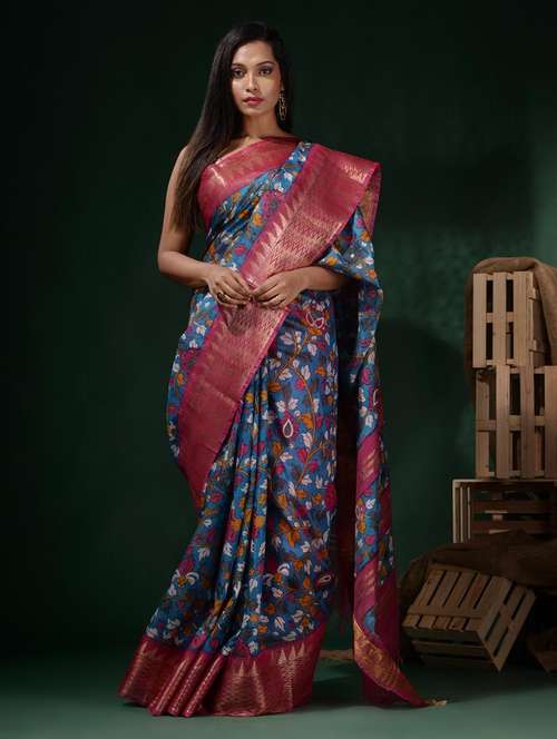 women printed bordered saree with blouse - 22045802 -  Standard Image - 0