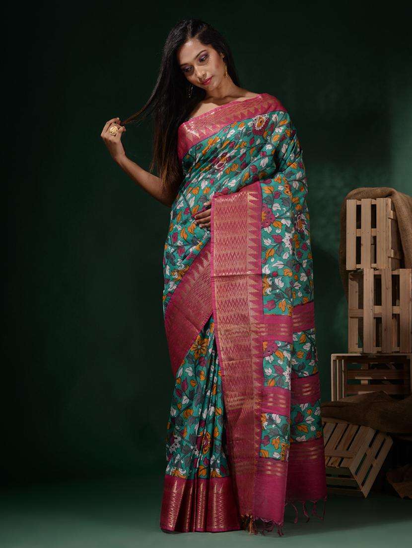 women printed bordered saree with blouse - 22045804 -  Standard Image - 2