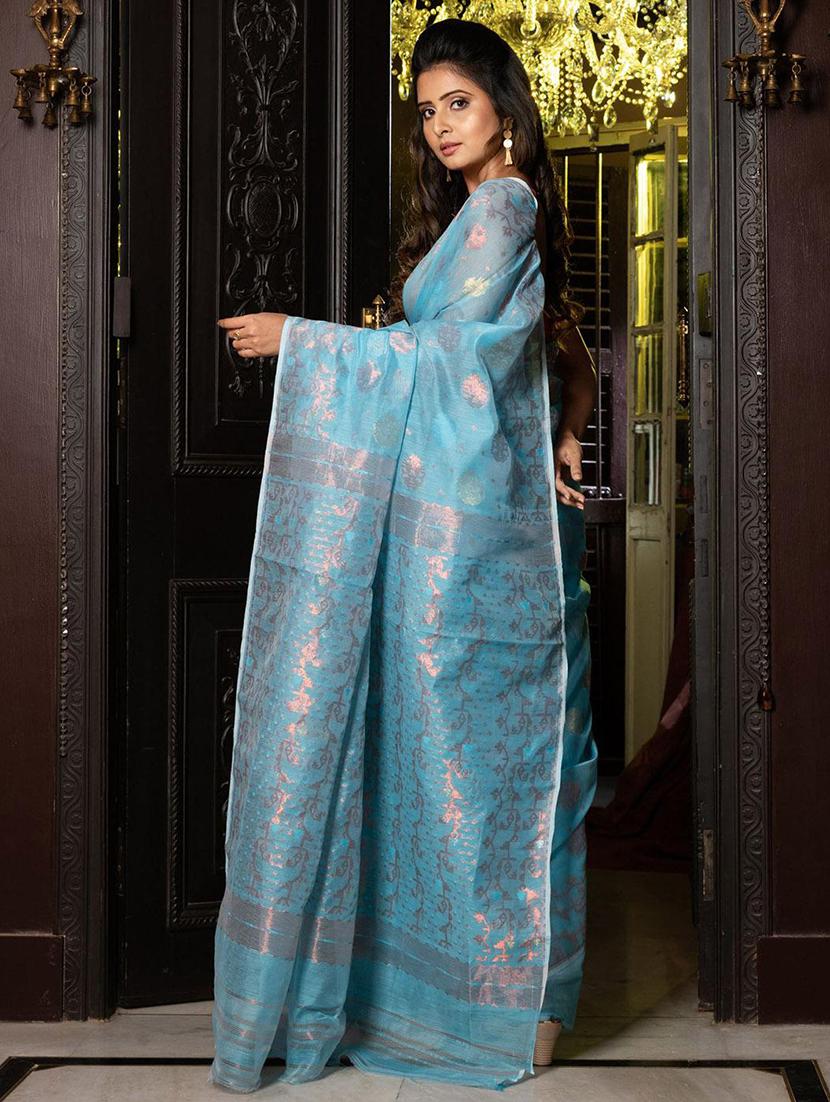 women self design jamdani saree with blouse - 22045829 - Standard Image - 2