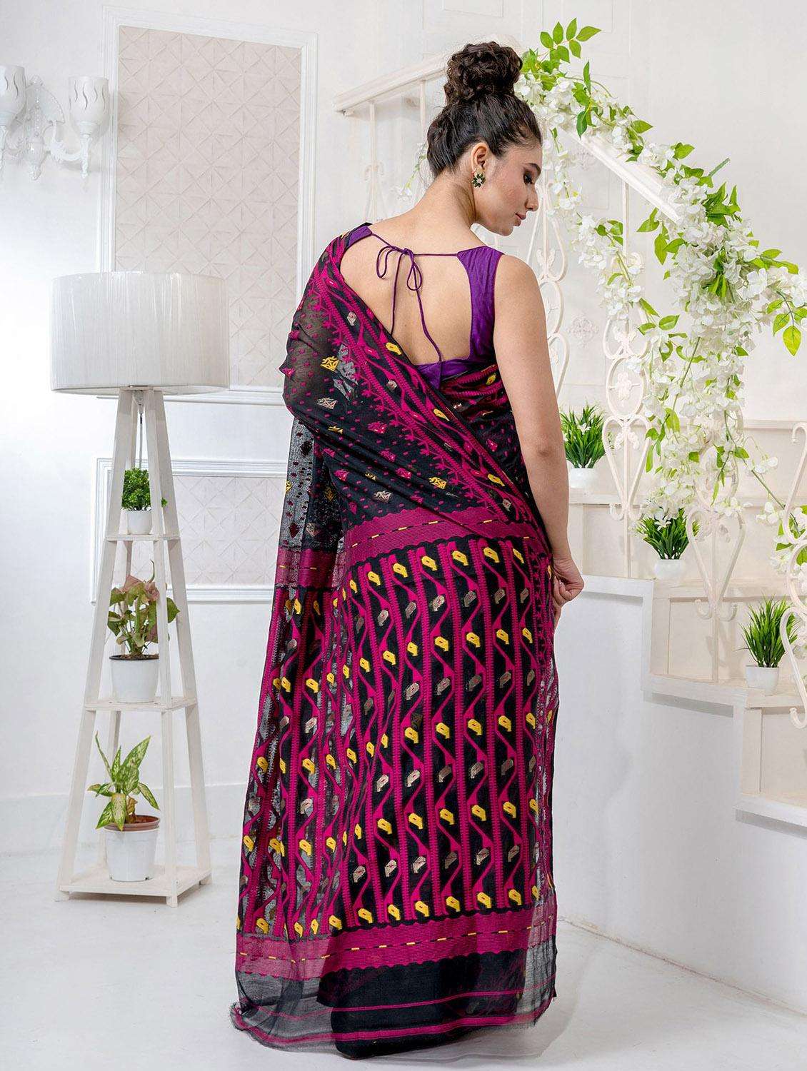 women self design jamdani saree with blouse - 22045839 -  Standard Image - 2