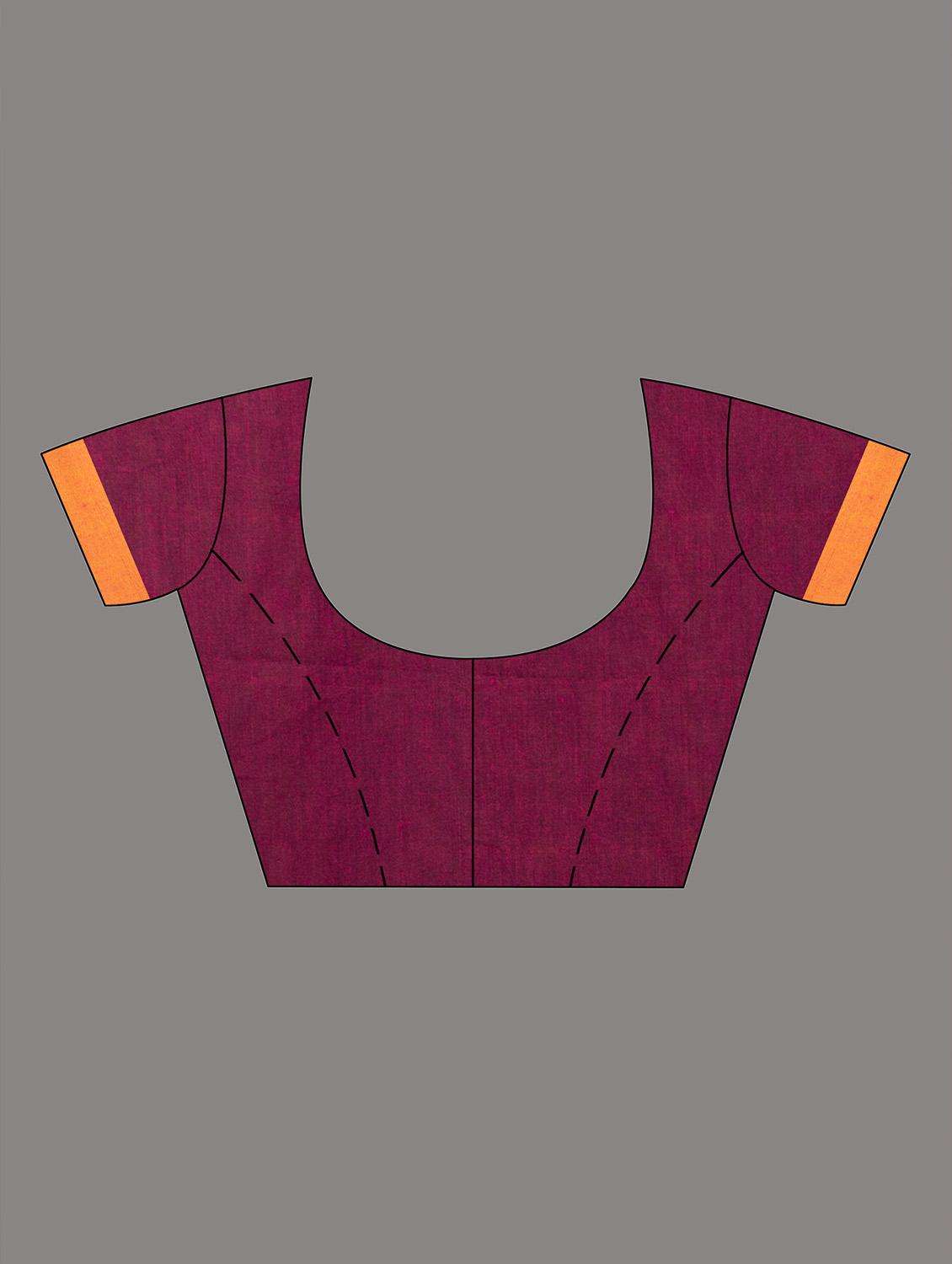 women solid with bordered handloom saree with blouse - 22045858 -  Standard Image - 2