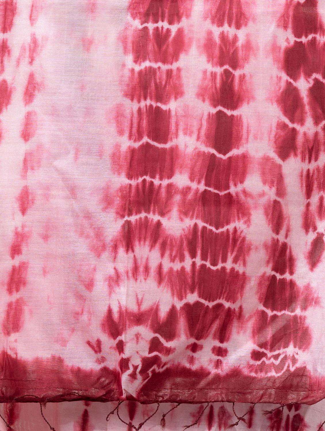 women shibori printed half & half saree with blouse - 22045883 - Standard Image - 2