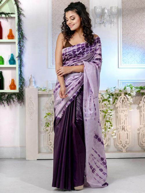 women shibori printed half & half saree with blouse - 22045884 - Standard Image - 0