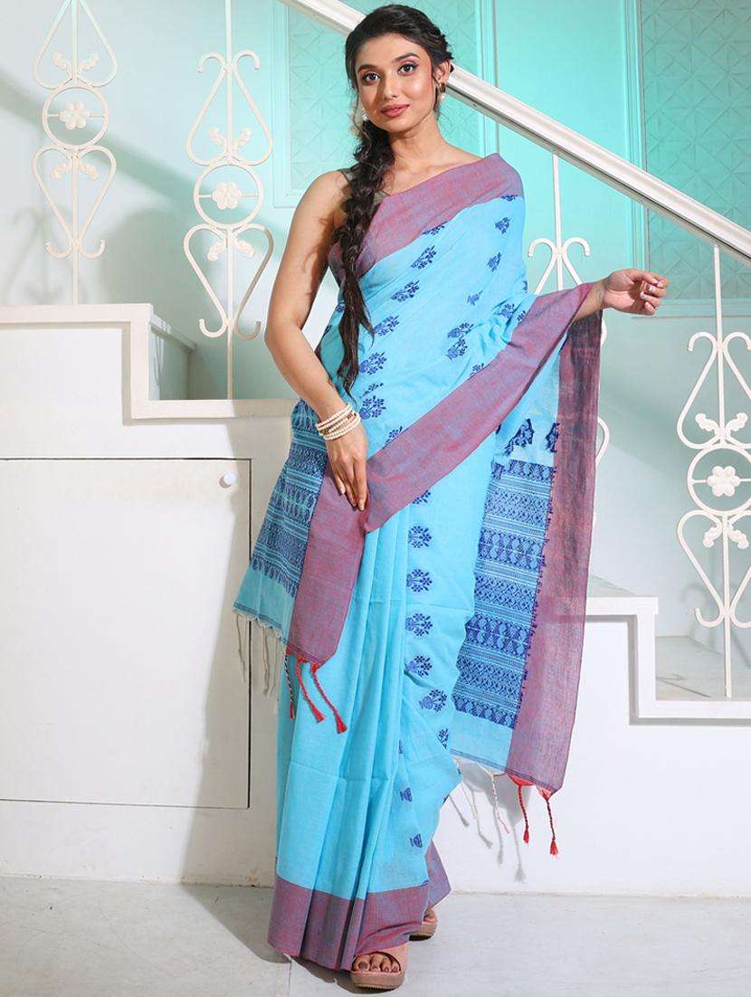 women self design handloom saree with blouse