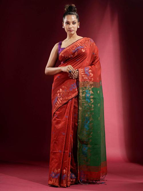 red jamdani women self design southern silk saree with blouse - 22045963 - Standard Image - 0
