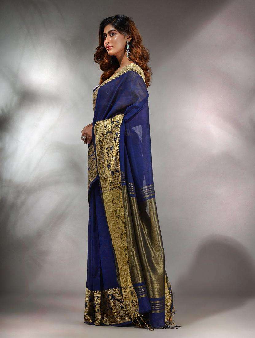 women solid with bordered saree with blouse - 22046075 -  Standard Image - 2