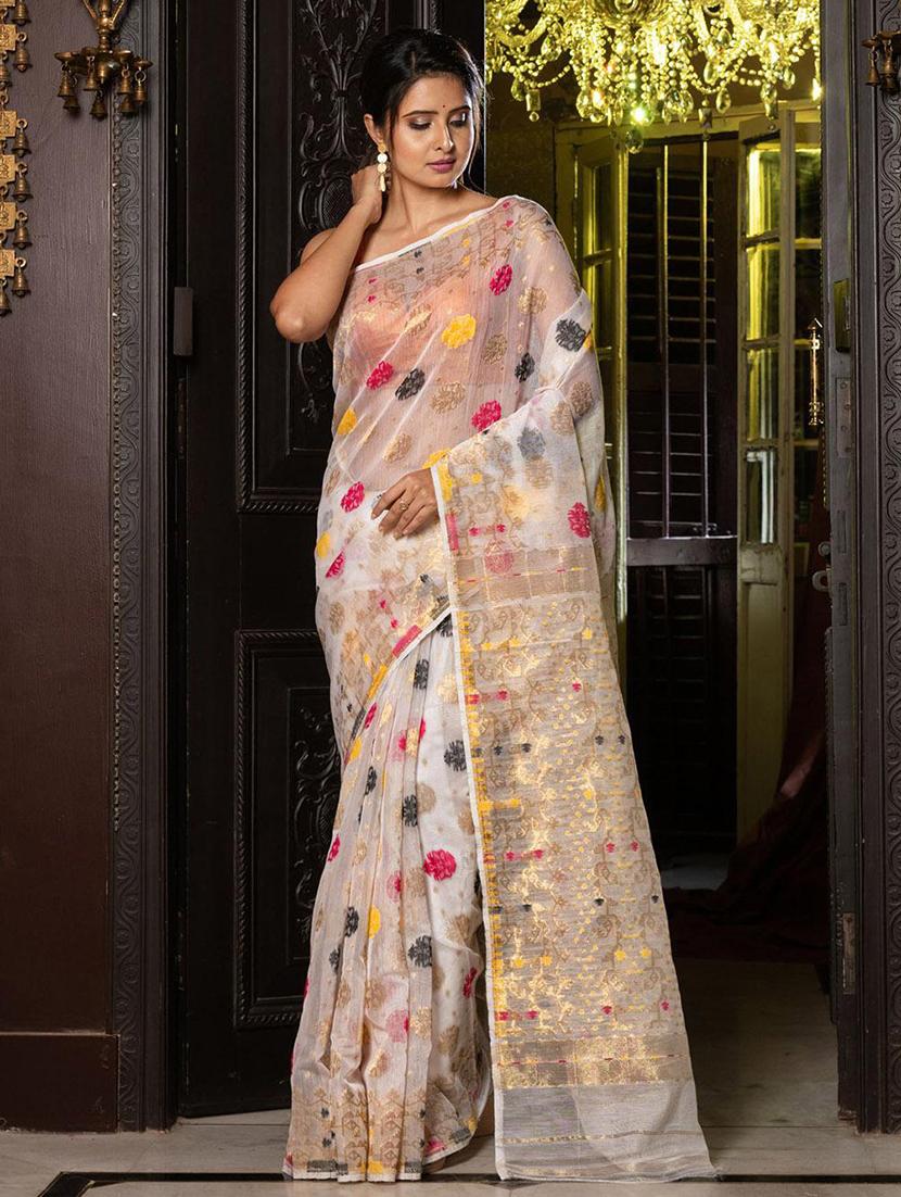 women self design jamdani saree with blouse - 22046104 - Zoom Image - 0