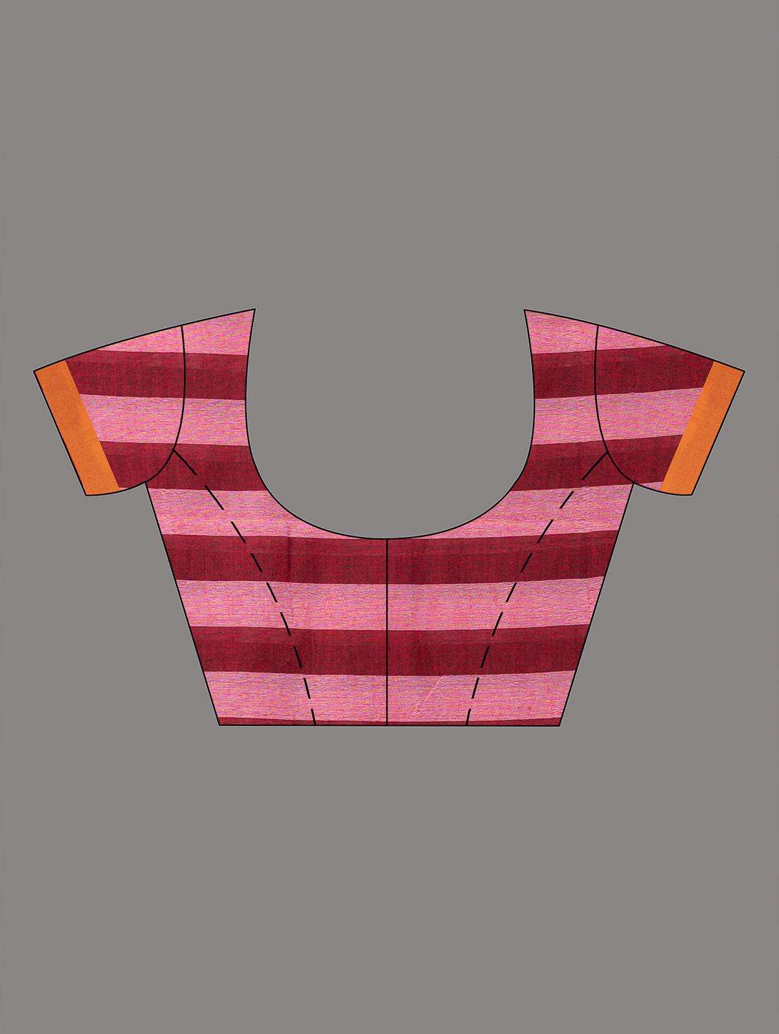 women striped handloom saree with blouse - 22046133 - Standard Image - 2