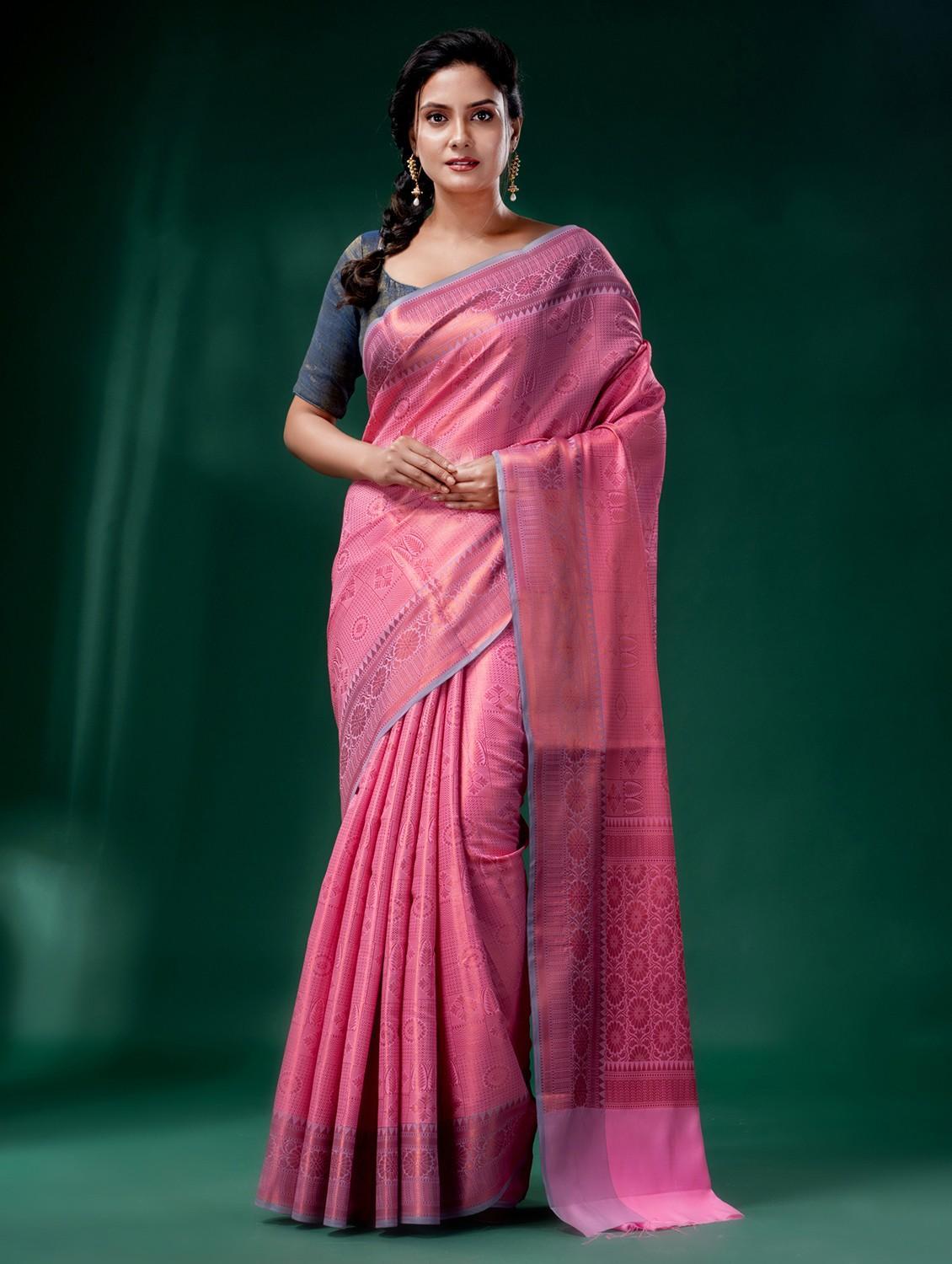 women self design kanjivaram saree with blouse - 22046198 - Zoom Image - 0
