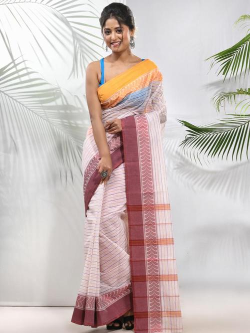 women self design tant saree with blouse - 22046327 - Standard Image - 0
