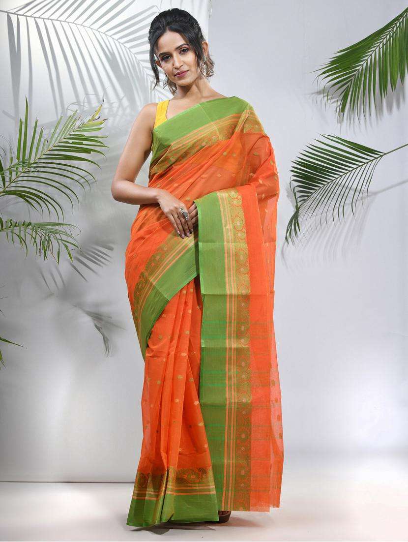 women self design tant saree with blouse