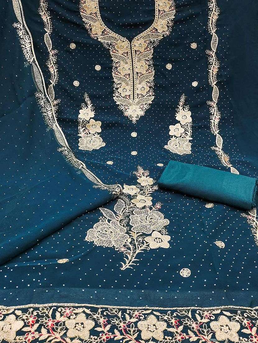 women solid with work embroidered unstitched suit set - 22047824 - Standard Image - 2