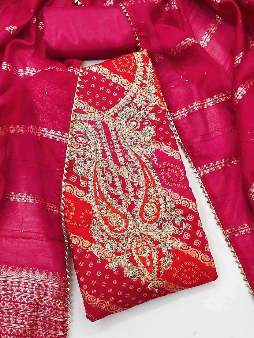 women bandhani embroidered unstitched suit set - 22047830 -  Standard Image - 2