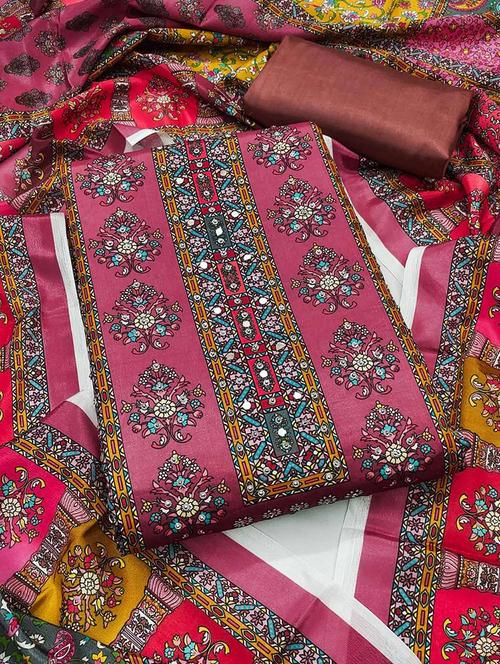 women printed embellished unstitched suit set - 22047834 - Standard Image - 0
