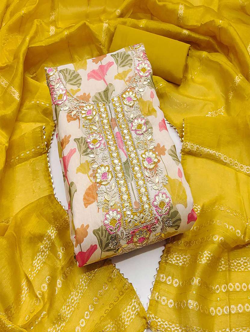 women floral embroidered unstitched suit set