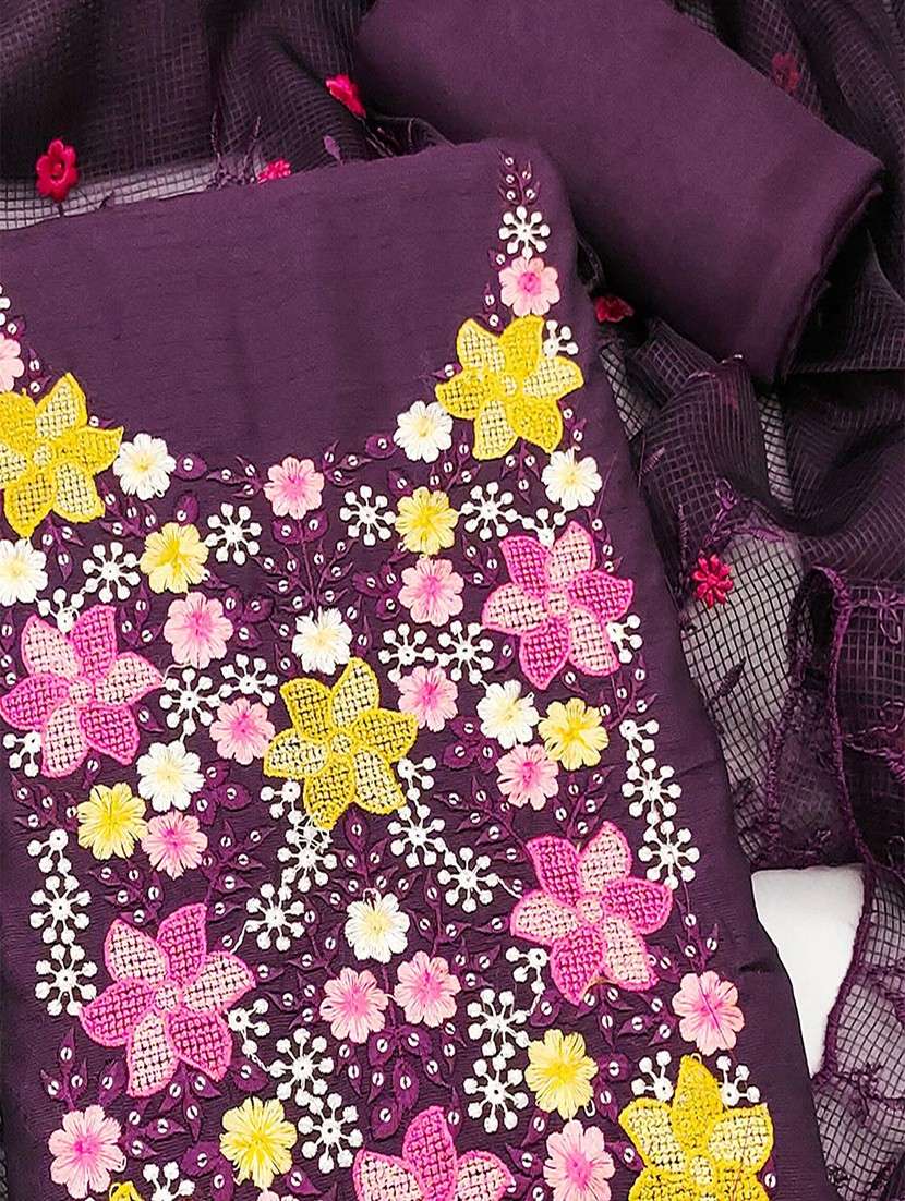 women floral embroidered unstitched suit set - 22047870 - Standard Image - 2