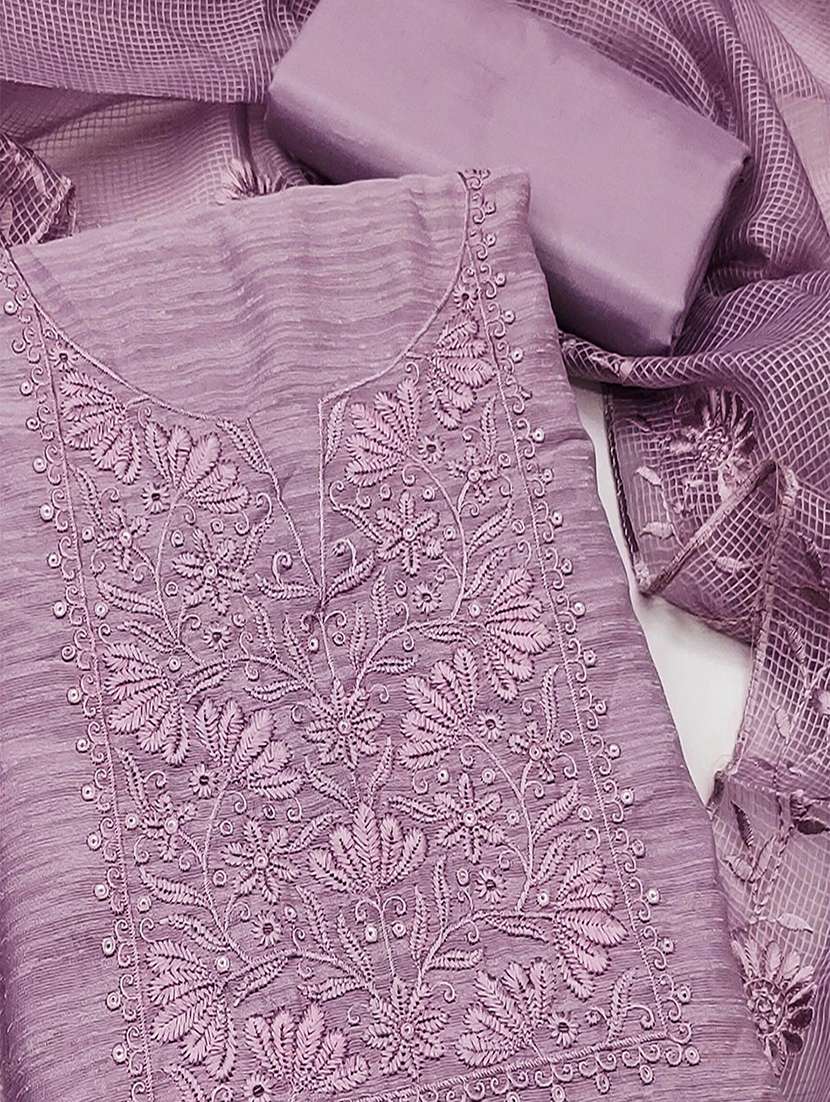 women solid with work embroidered unstitched suit set - 22047873 -  Standard Image - 2