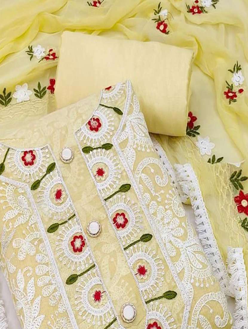 women solid with work embroidered unstitched suit set - 22047878 -  Standard Image - 2