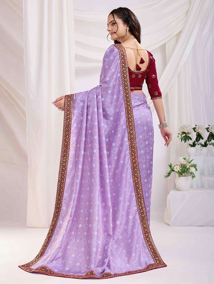 women bandhani printed bordered saree with blouse - 22047890 -  Standard Image - 2