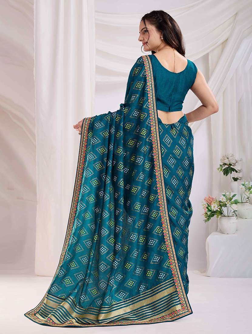 women bandhani printed bordered saree with blouse - 22047895 -  Standard Image - 2