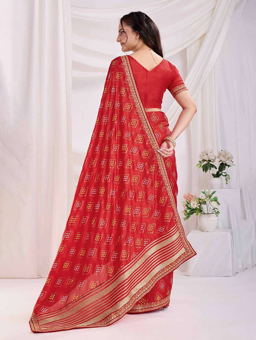 women bandhani printed bordered saree with blouse - 22047896 -  Standard Image - 2