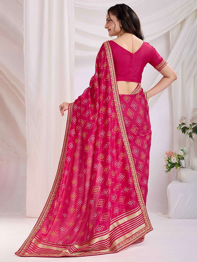 women bandhani printed bordered saree with blouse - 22047898 -  Standard Image - 2