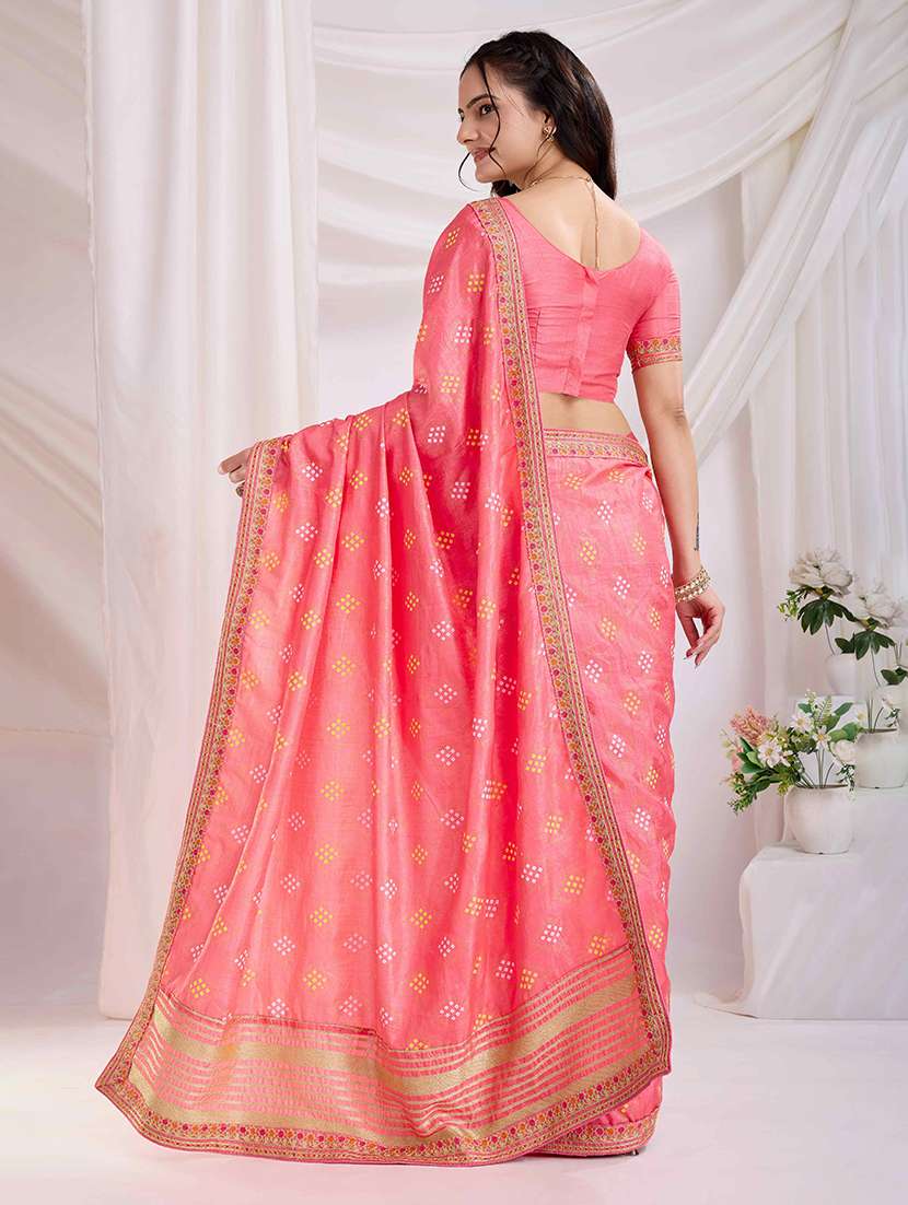 women bandhani printed bordered saree with blouse - 22047900 -  Standard Image - 2