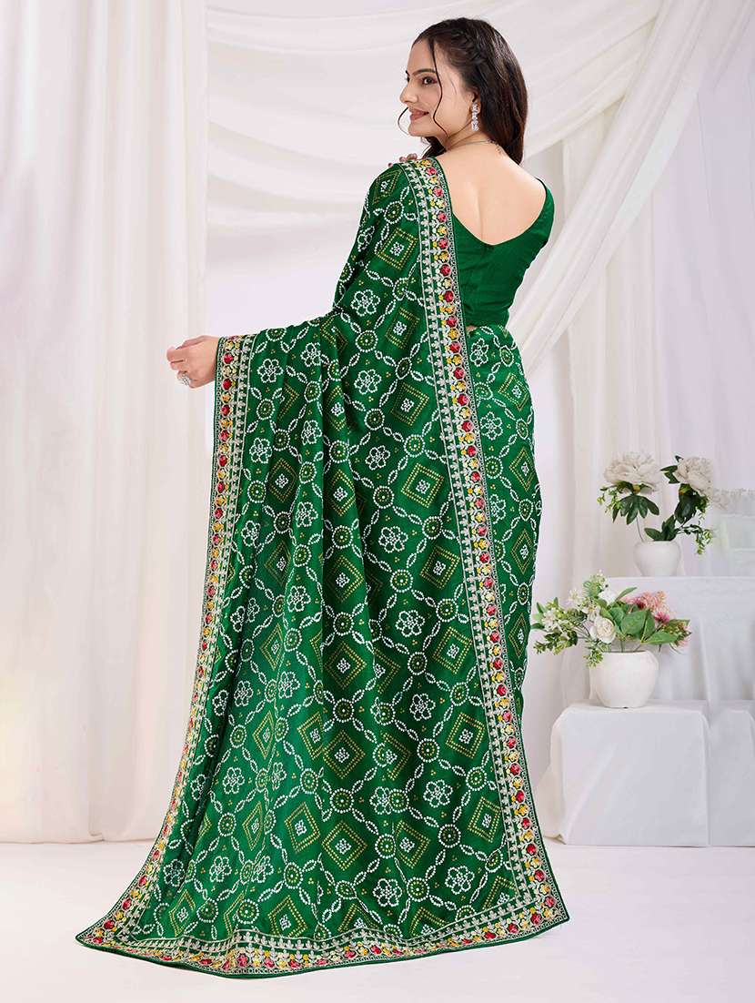 women bandhani printed bordered saree with blouse - 22047932 -  Standard Image - 2
