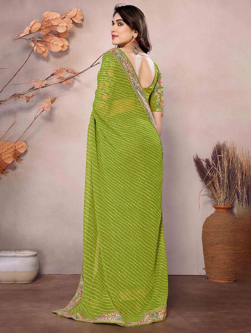 women leheriya printed bordered saree with blouse - 22047939 - Standard Image - 2