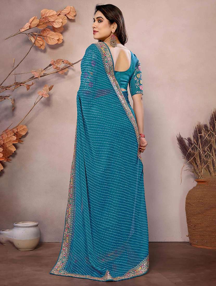 women leheriya printed bordered saree with blouse - 22047941 -  Standard Image - 2