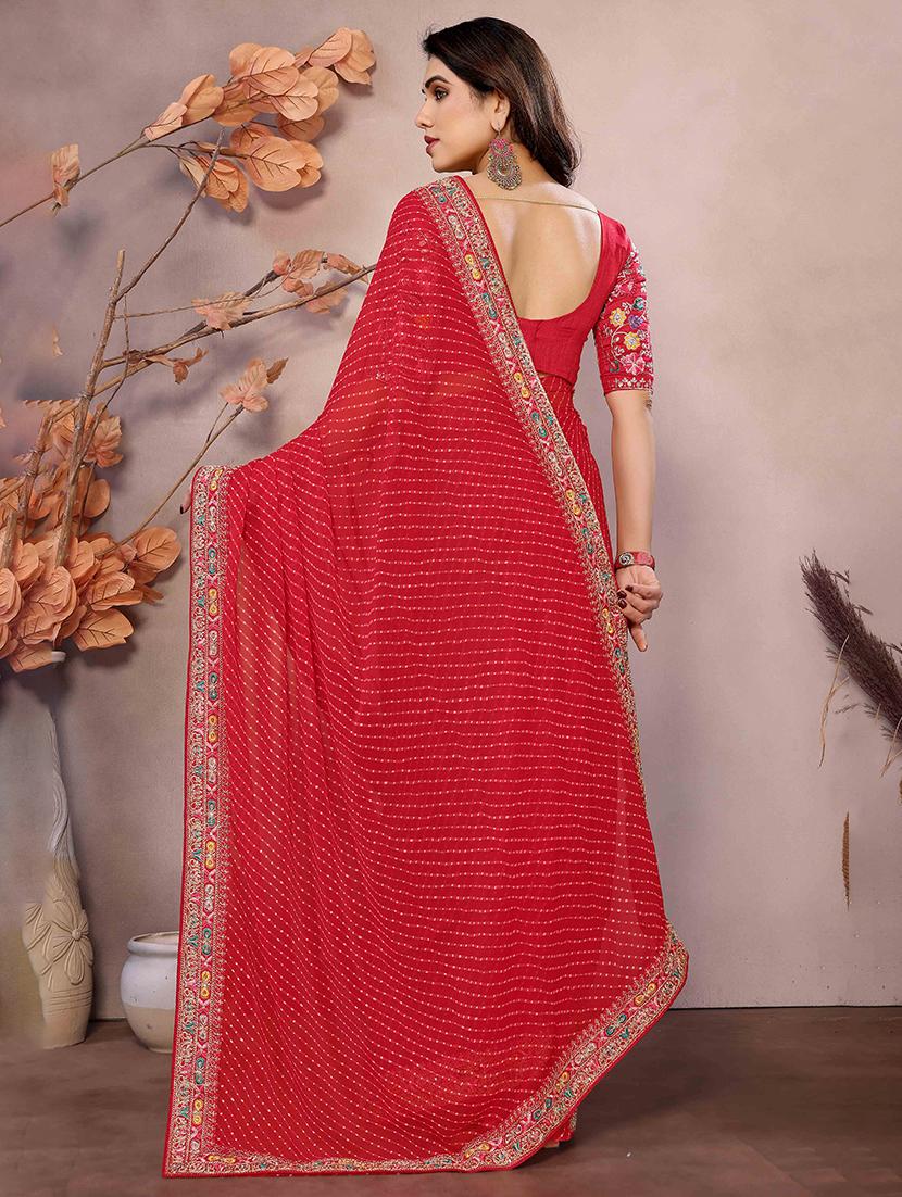 women leheriya printed bordered saree with blouse - 22047944 - Standard Image - 2