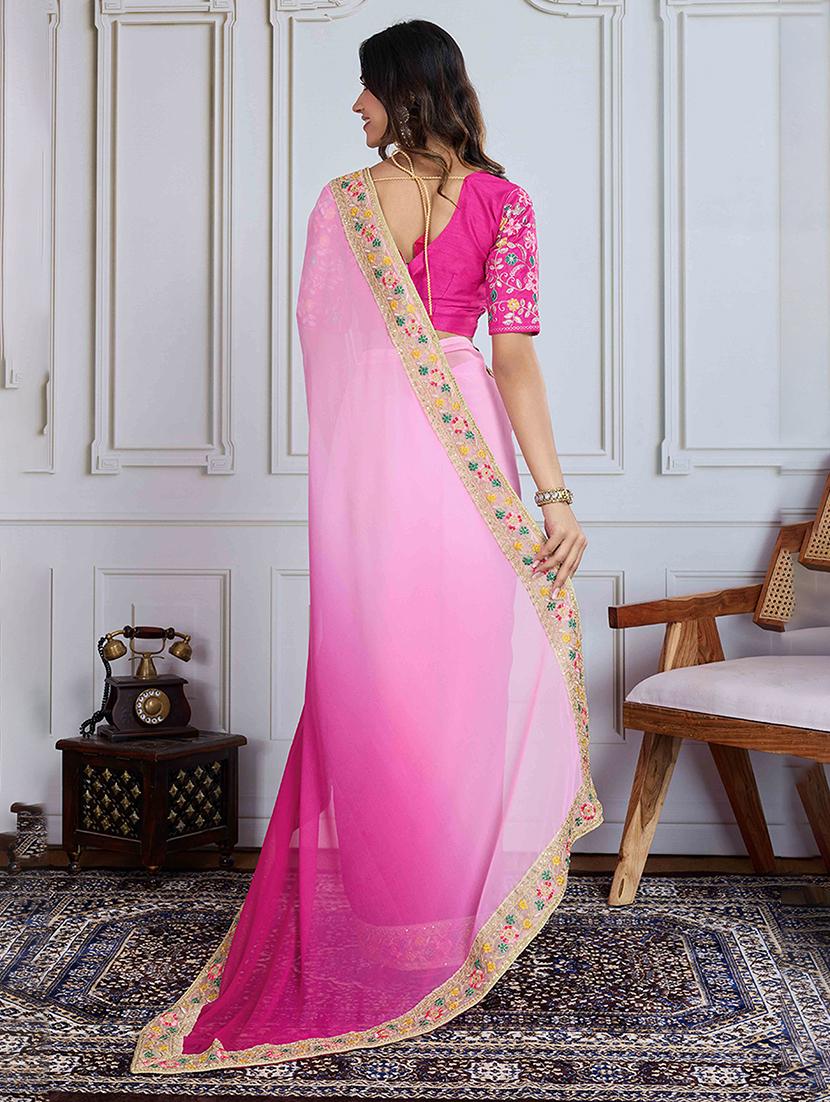 women ombre printed bordered saree with blouse - 22047947 - Standard Image - 2