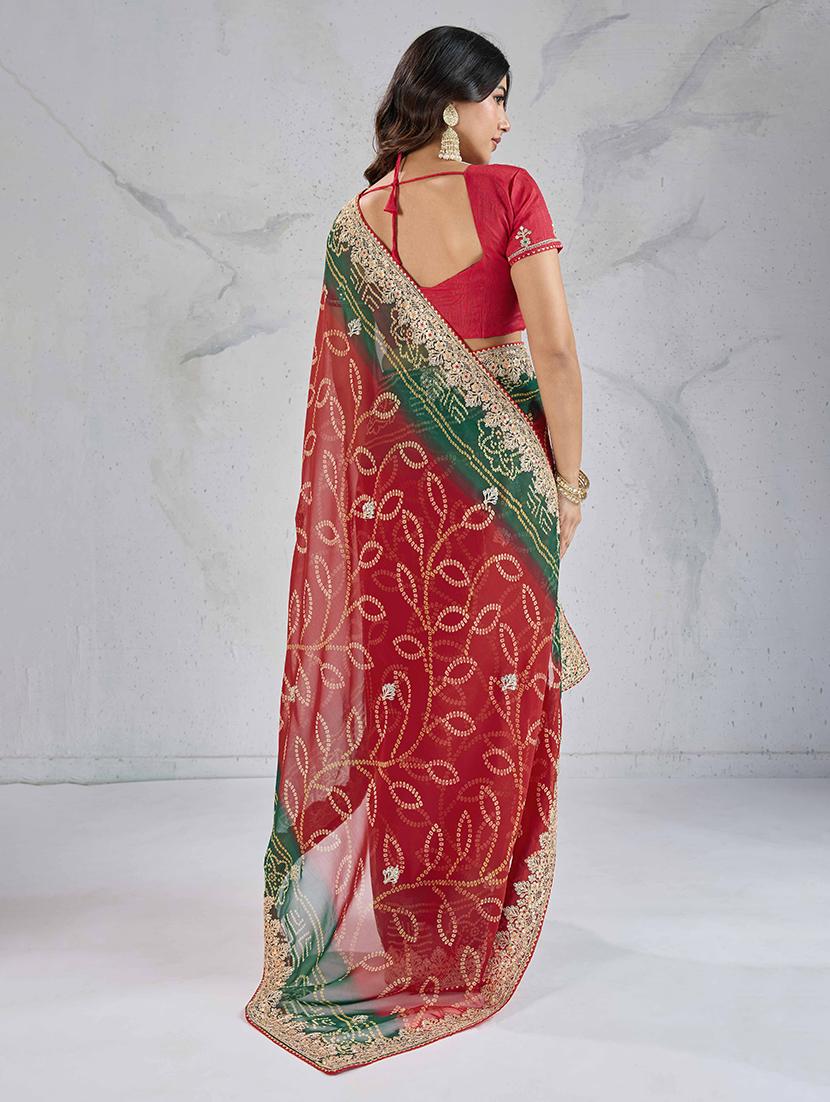 women bandhani printed bordered saree with blouse - 22047953 - Standard Image - 2