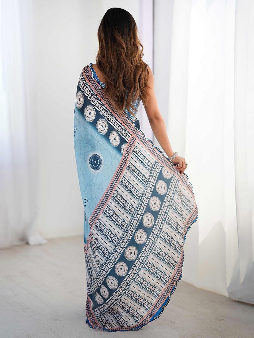 women printed casual wear saree with blouse - 22047962 - Standard Image - 2