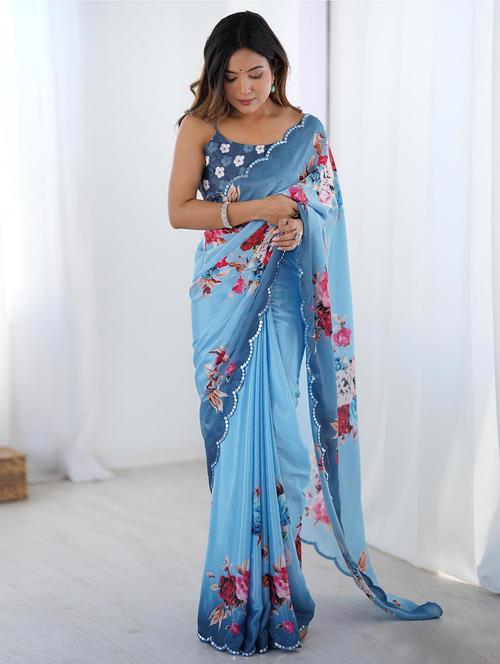 women printed casual wear saree with blouse - 22047967 - Standard Image - 0