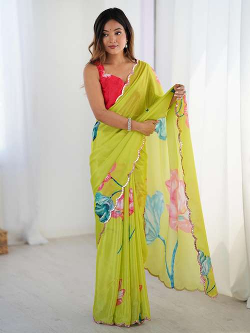 women printed casual wear saree with blouse - 22047968 -  Standard Image - 0