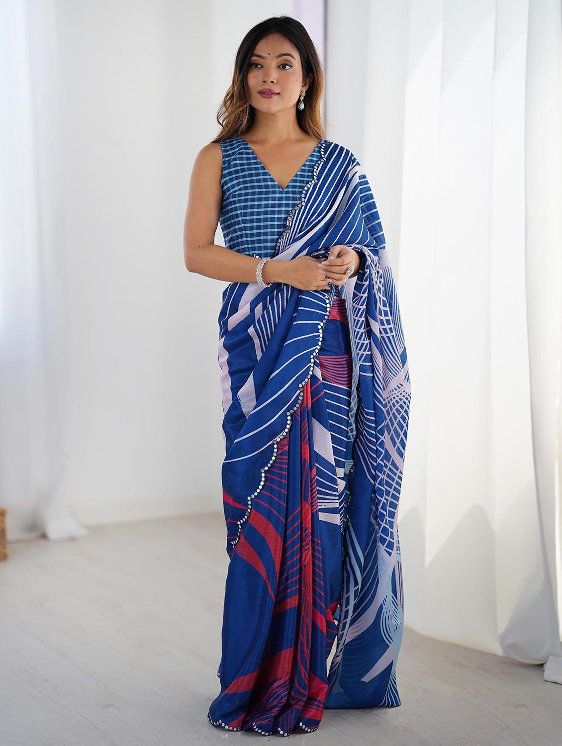 women printed casual wear saree with blouse - 22047975 - Zoom Image - 0