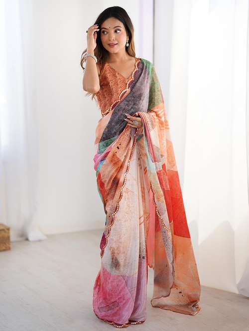 women printed casual wear saree with blouse - 22047987 -  Standard Image - 0