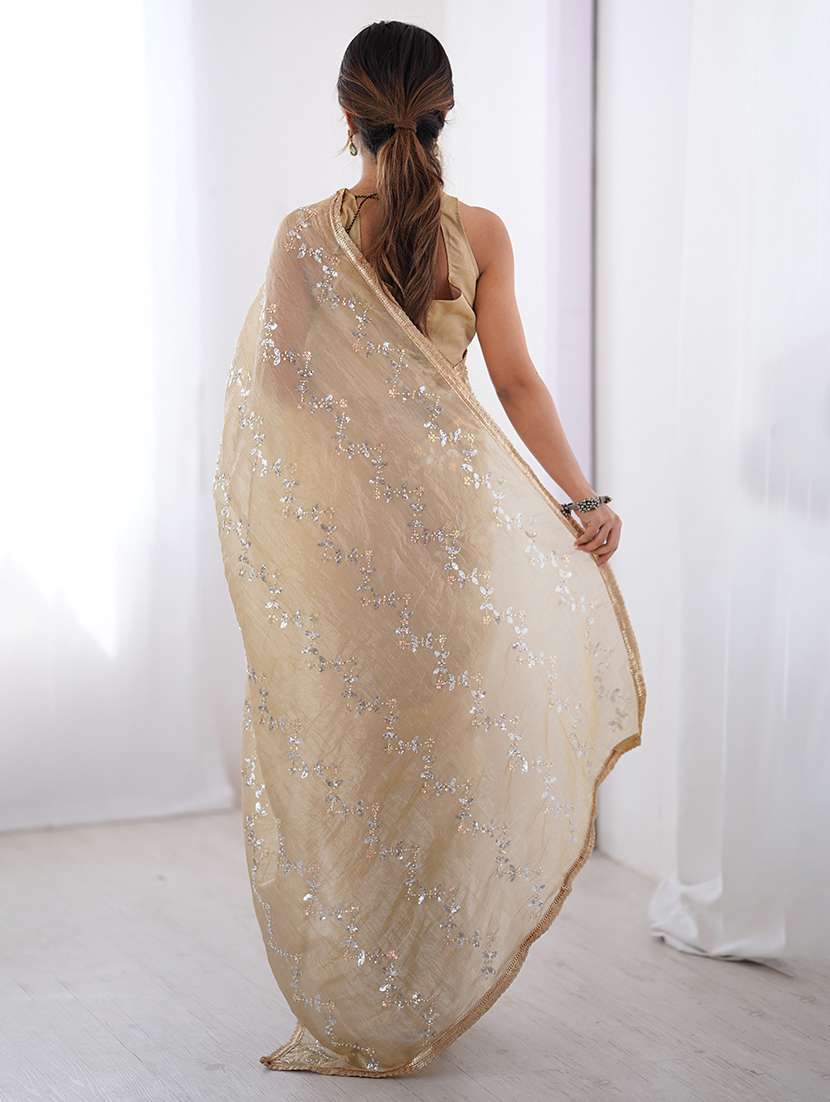 women beige embellished saree with blouse - 22047992 -  Standard Image - 2