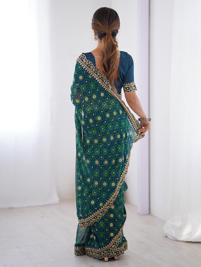 women bandhani printed bordered saree with blouse - 22048016 - Standard Image - 2