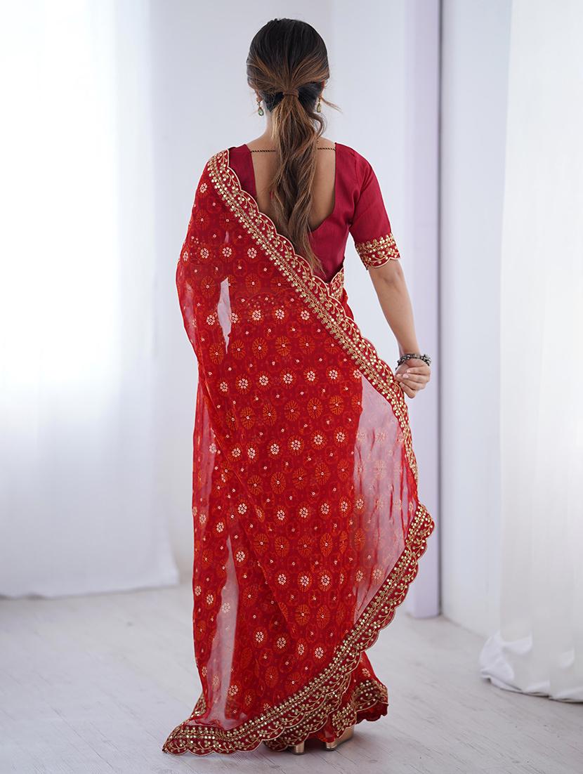women bandhani printed bordered saree with blouse - 22048017 - Standard Image - 2