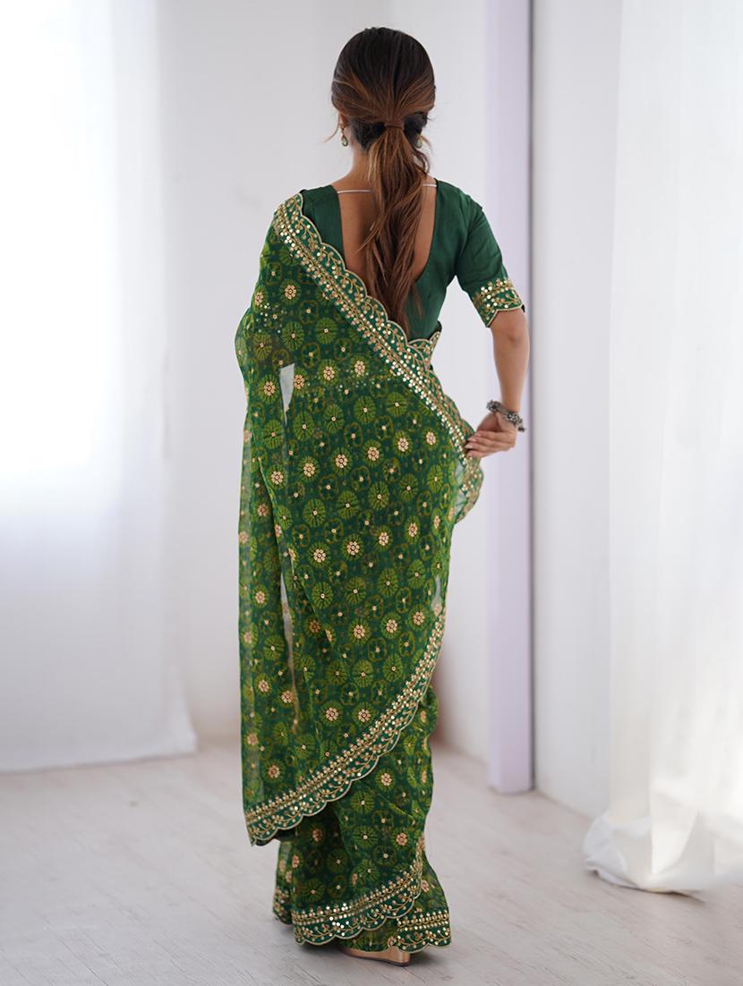 women bandhani printed bordered saree with blouse - 22048018 - Standard Image - 2