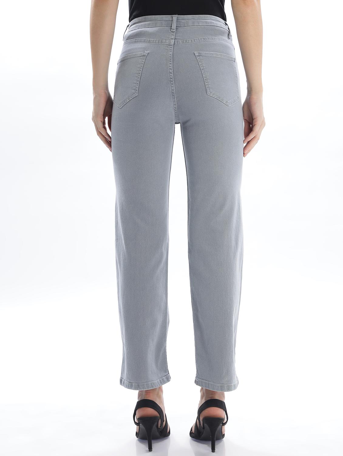 women solid high rise staright fit jeans - 22048042 - Standard Image - 2