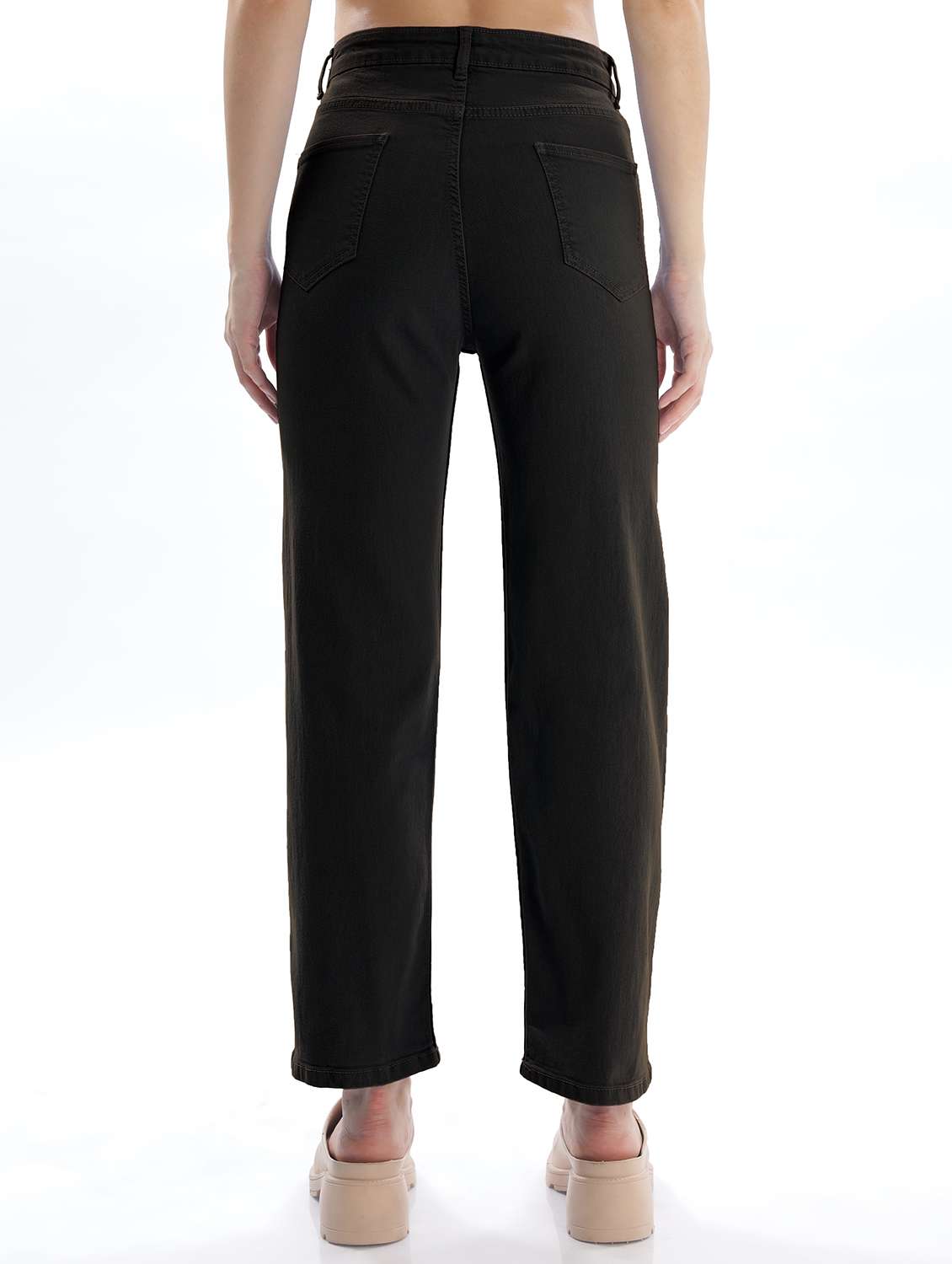 women solid high rise staright fit jeans - 22048049 - Standard Image - 2