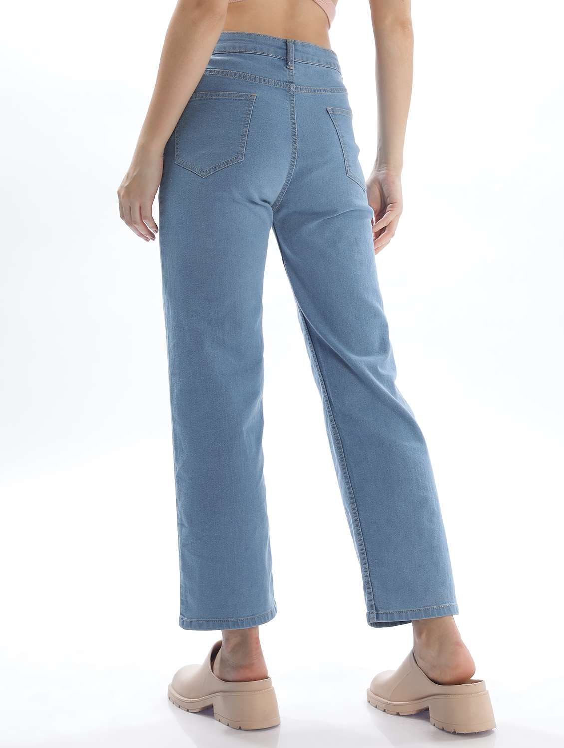 women solid mid rise straight fit jean - 22048061 - Standard Image - 2