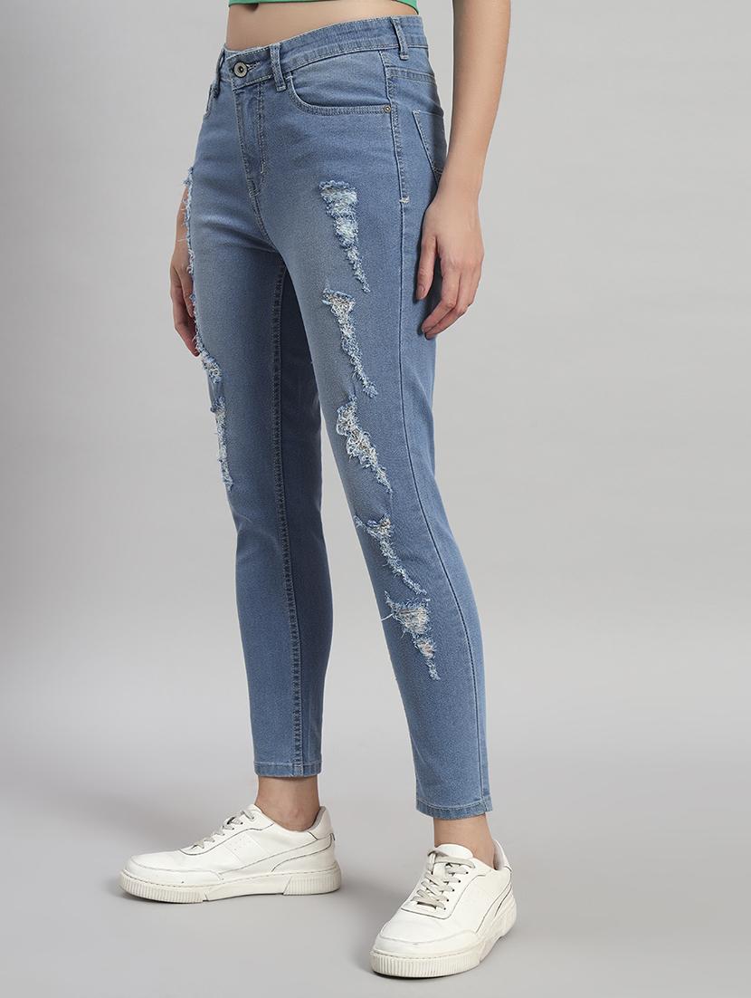 women distressed high rise slim fit jeans - 22048072 - Standard Image - 2